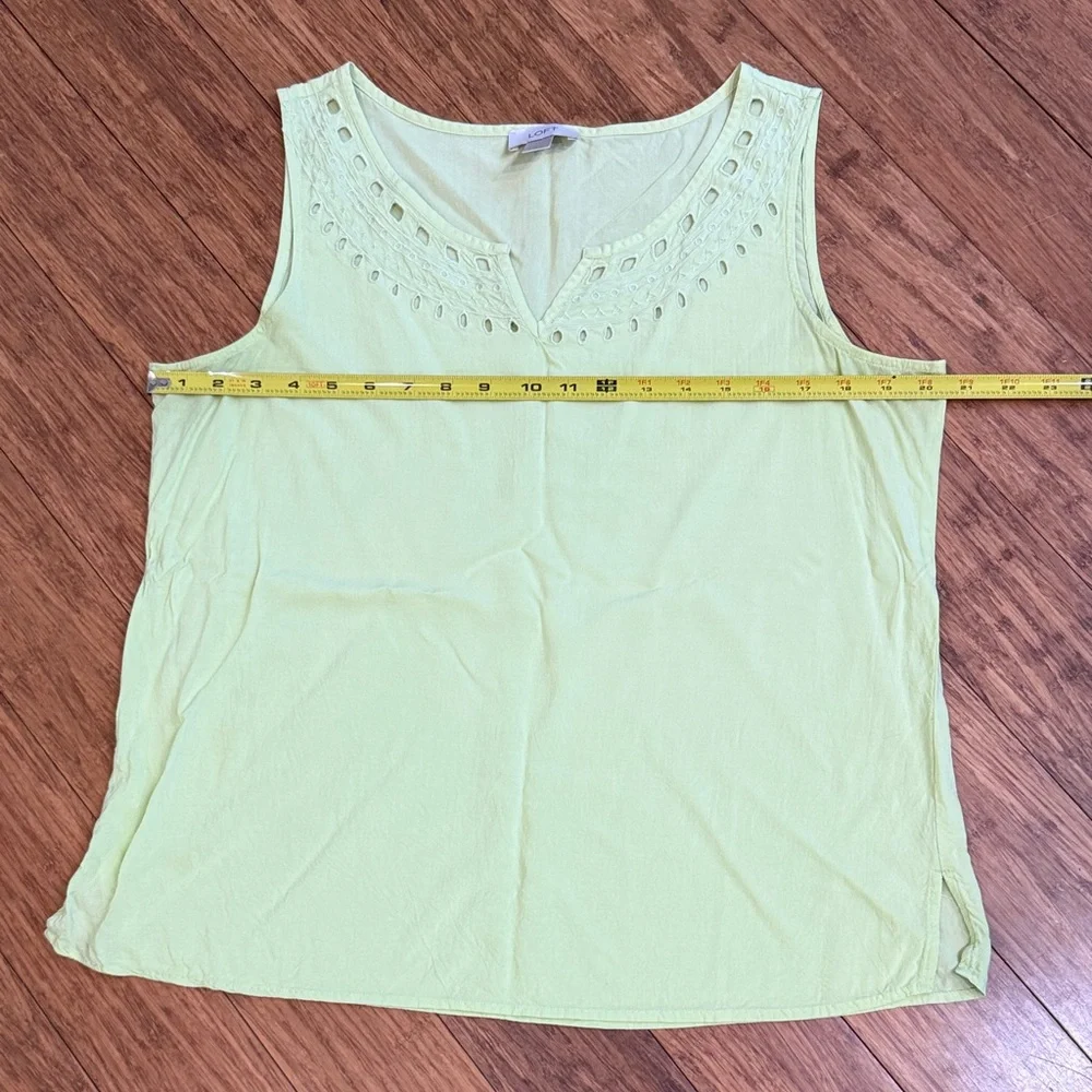 LOFT Lime Green Eyelet Tank Top - Picture 11 of 14